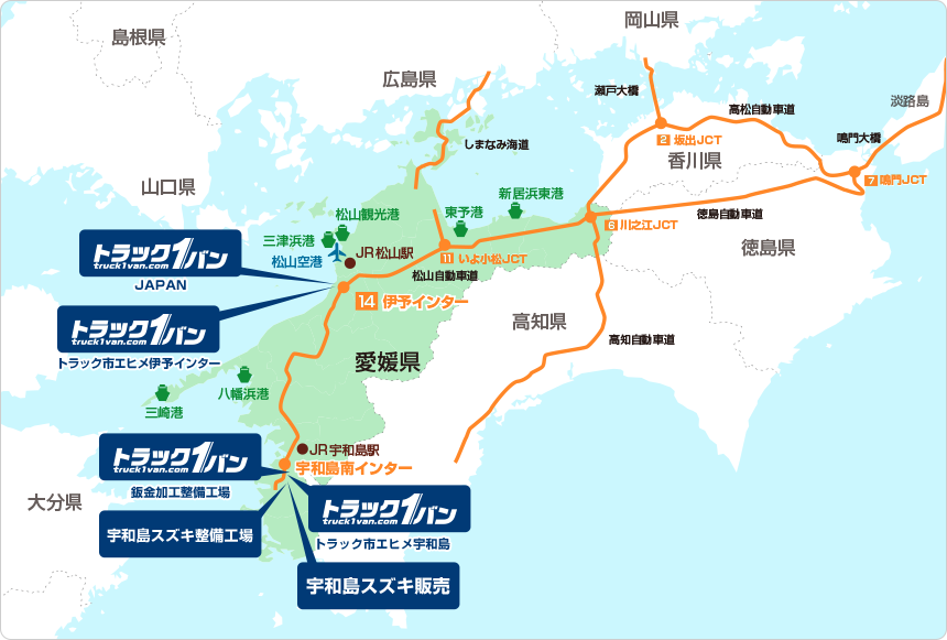 地図：四国エリア